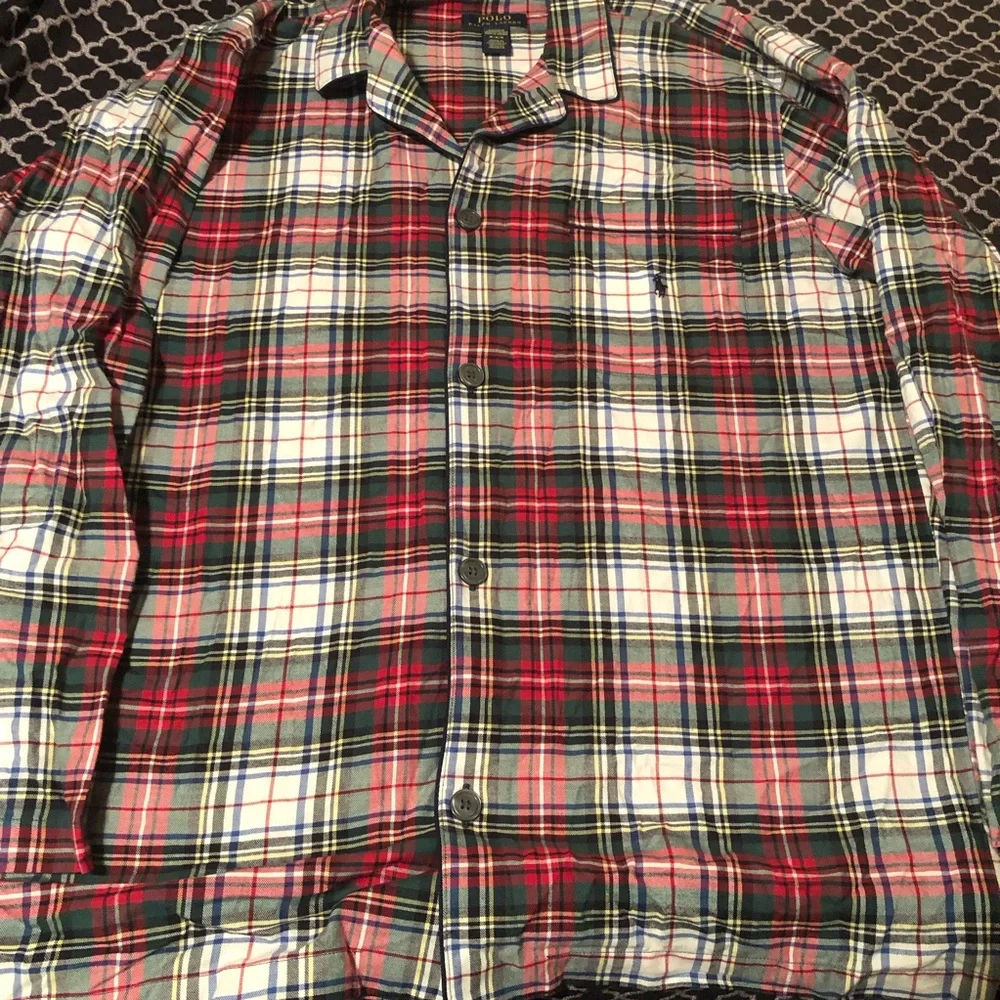 Polo Ralph Lauren Men's Red Plaid Sleep Shirt Pajama Top Size Medium Z16